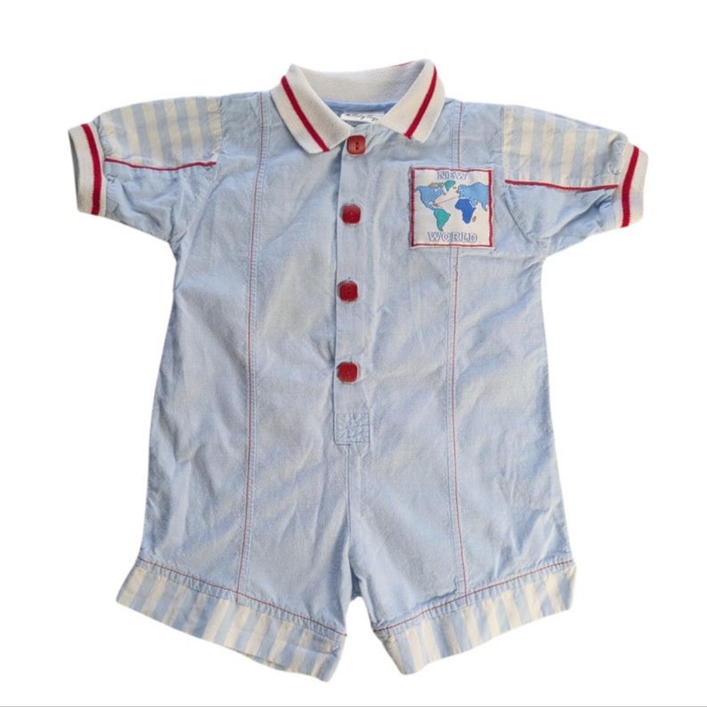 Vintage 90s 3-6 month Baby Togs Explorer Patch Romper